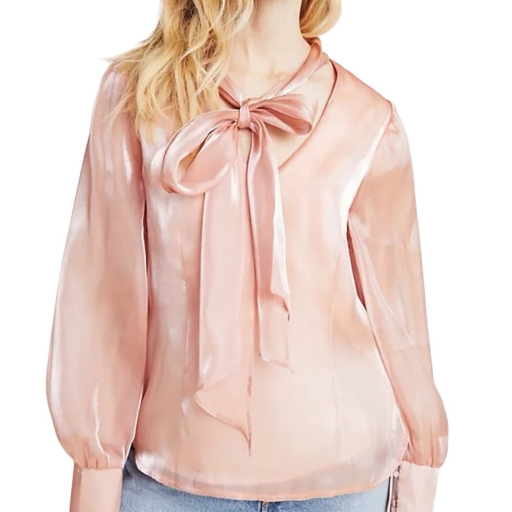EVA‎ FRANCO Rosetta Shimmer Tie Neck Blouse